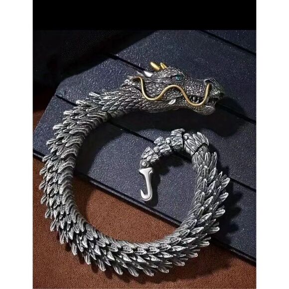 Retro Dragon Head Bracelet, Men's Domineering And Trendy Jewelry, - Picture 1 of 7